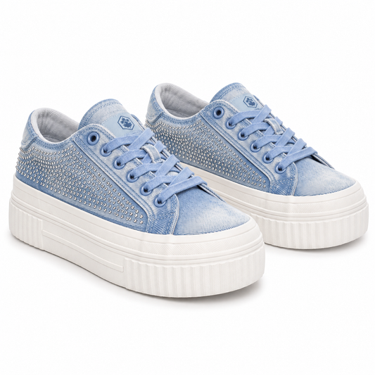 Lumberjack Anya Jean Women’s Denim Platform Sneakers – Blue