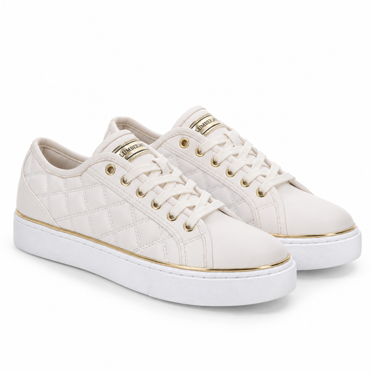 Lumberjack Safiya White & Gold Quilted Women's Sneakers