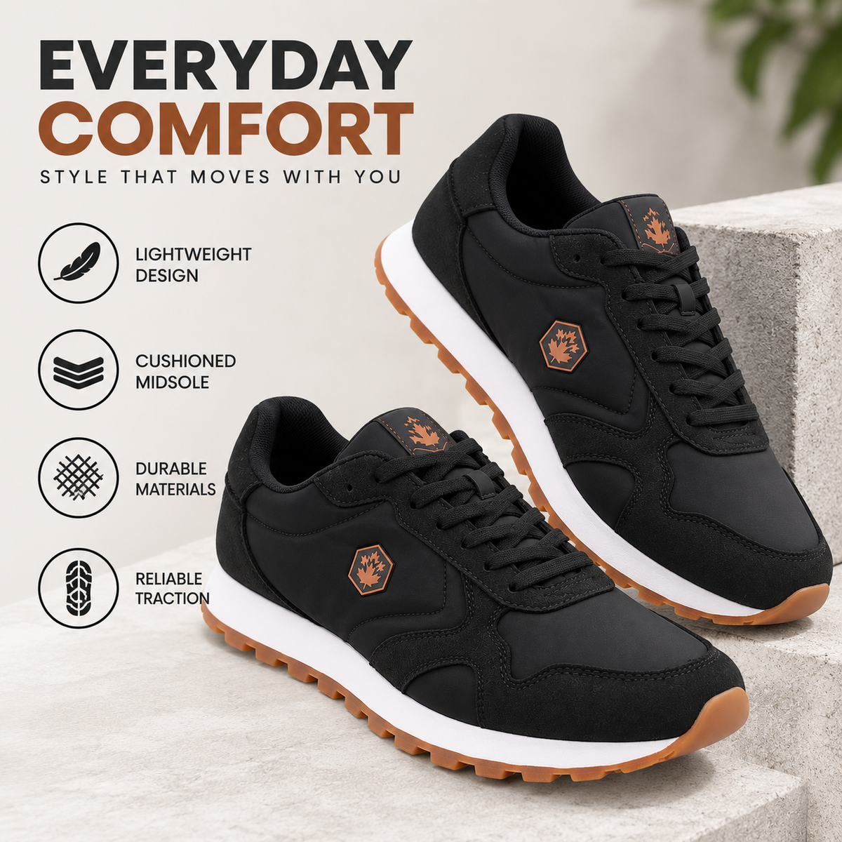 Lumberjack FRAG Men’s Casual Sneakers – Black | Lace-Up Everyday Shoes