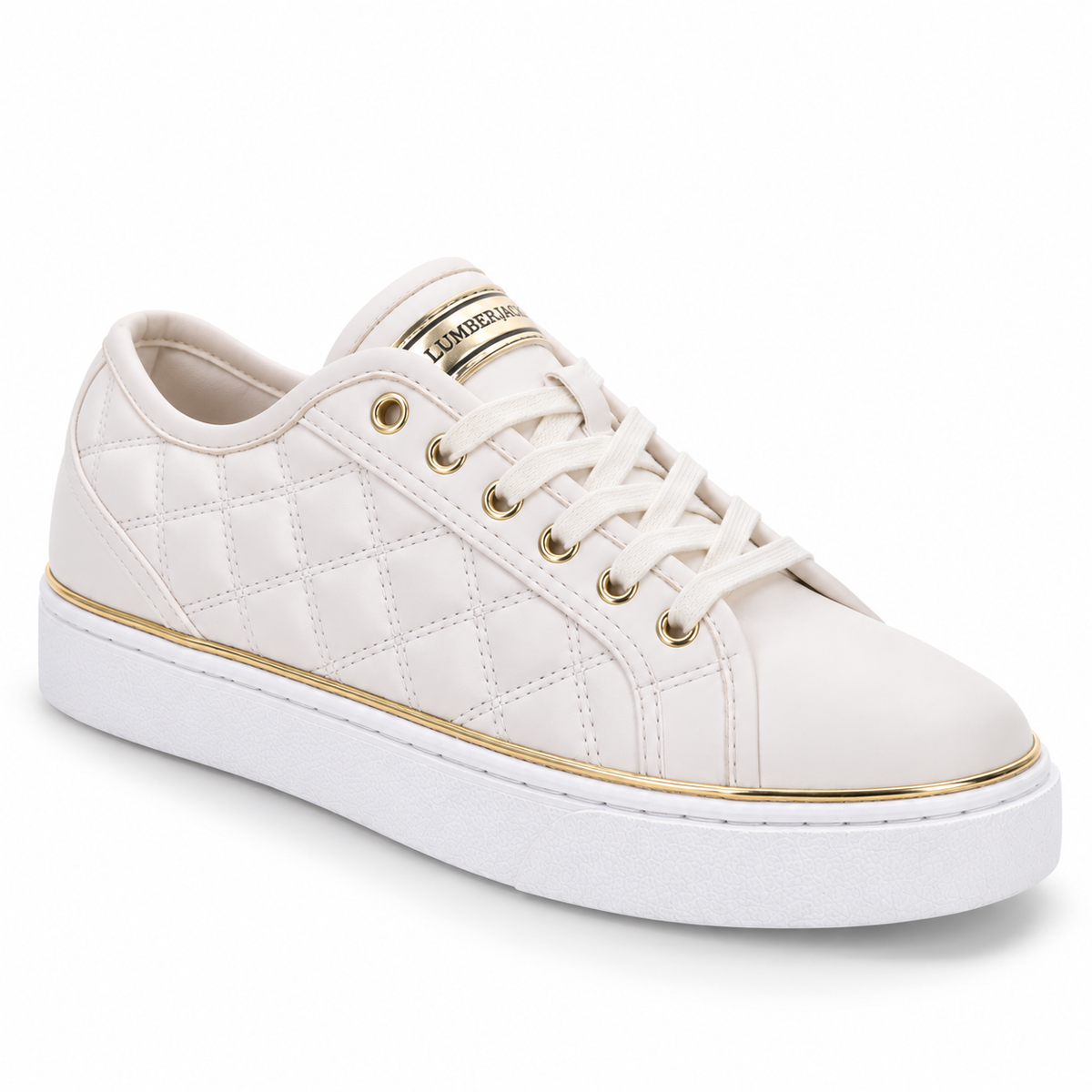 Lumberjack Safiya White & Gold Quilted Women's Sneakers