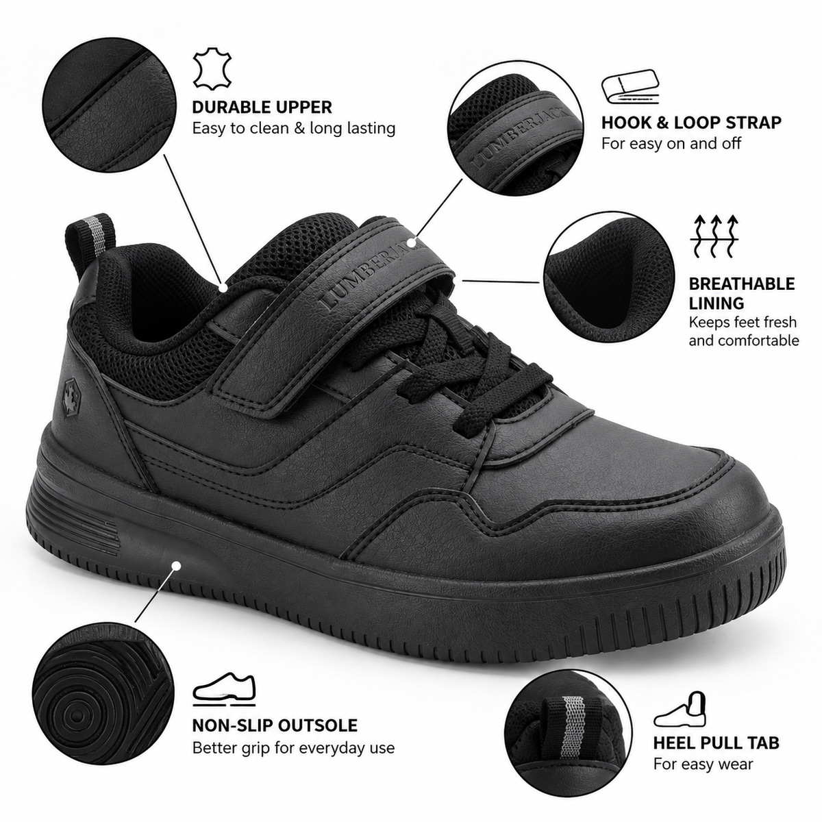 Lumberjack FINSTER Boys Total Black Sneakers