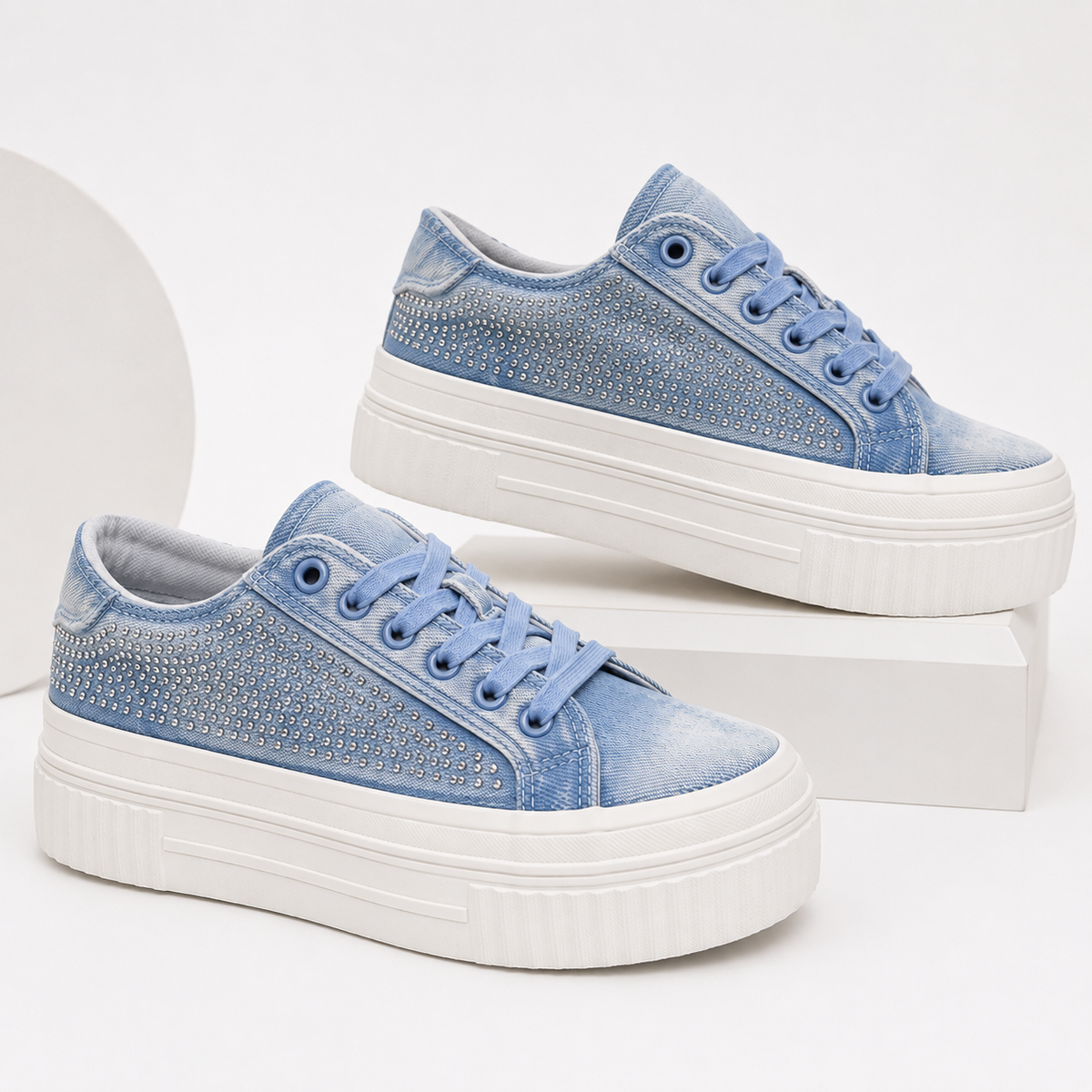 Lumberjack Anya Jean Women’s Denim Platform Sneakers – Blue