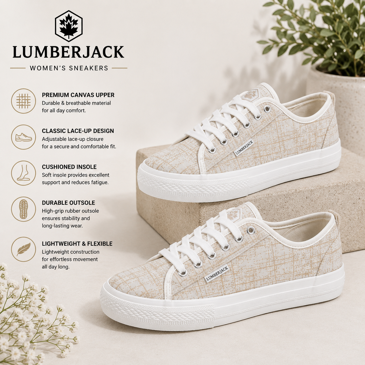 Lumberjack Ravenne Women's Sand Low-Top Sneakers