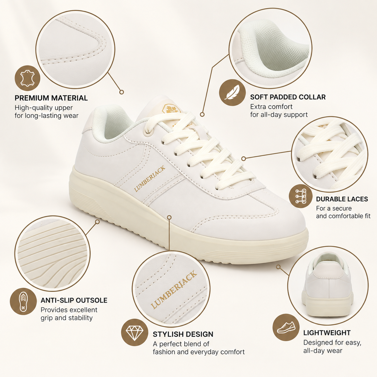 Lumberjack Fridy Beige Women's Everyday Lifestyle Sneakers