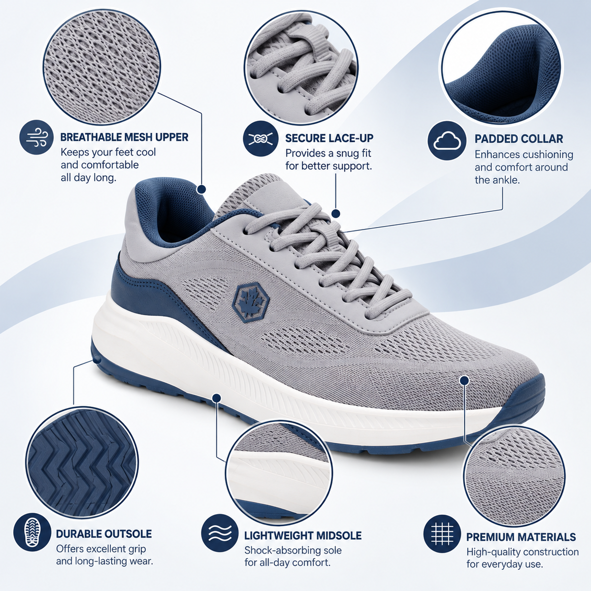 Lumberjack MUSONDA Men’s Casual Sneakers – Light Grey