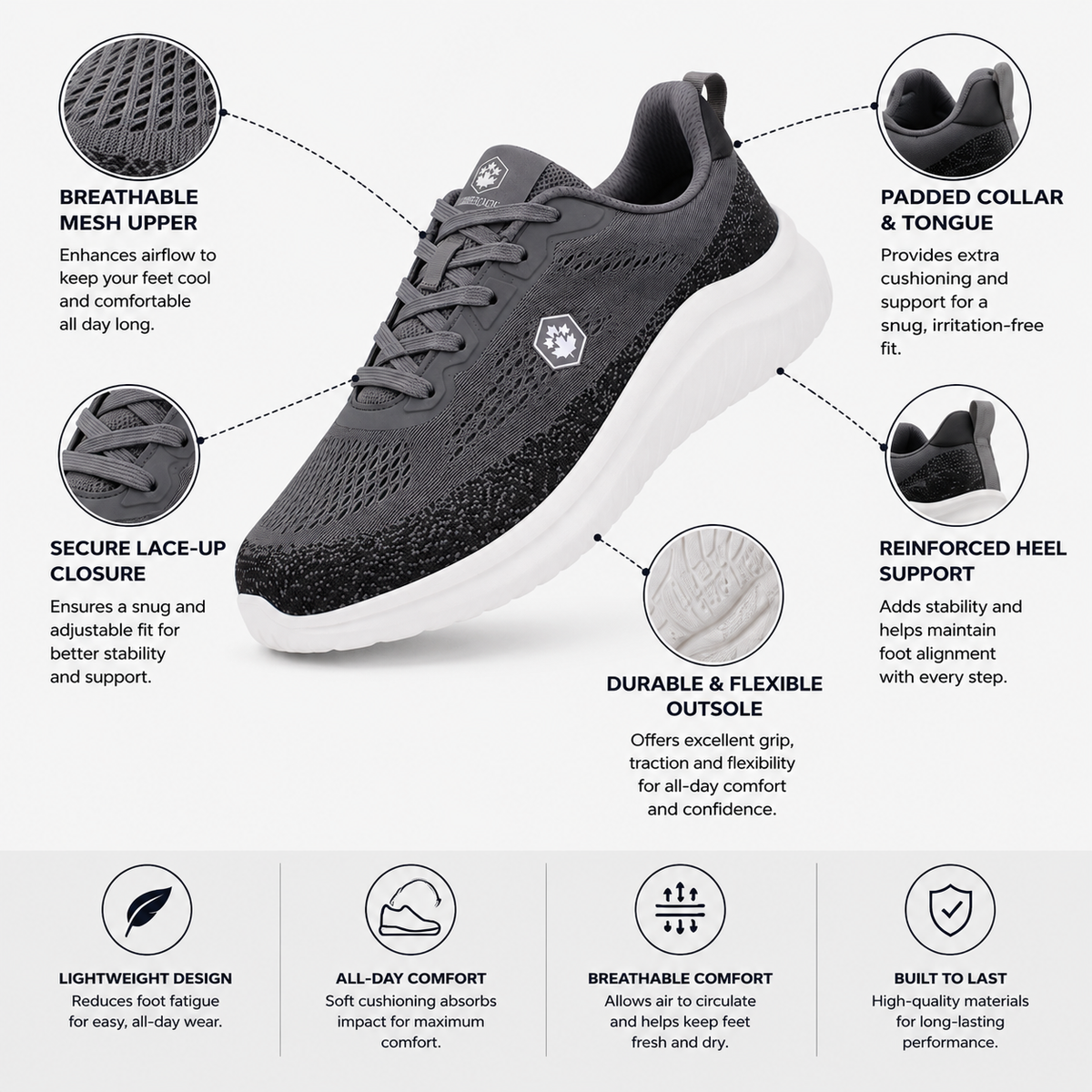 Lumberjack Moko Dark Grey Men's Casual Lifestyle Sneakers