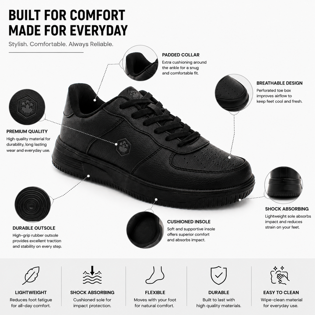 Lumberjack FINSTER Men’s Pure Black Sneakers