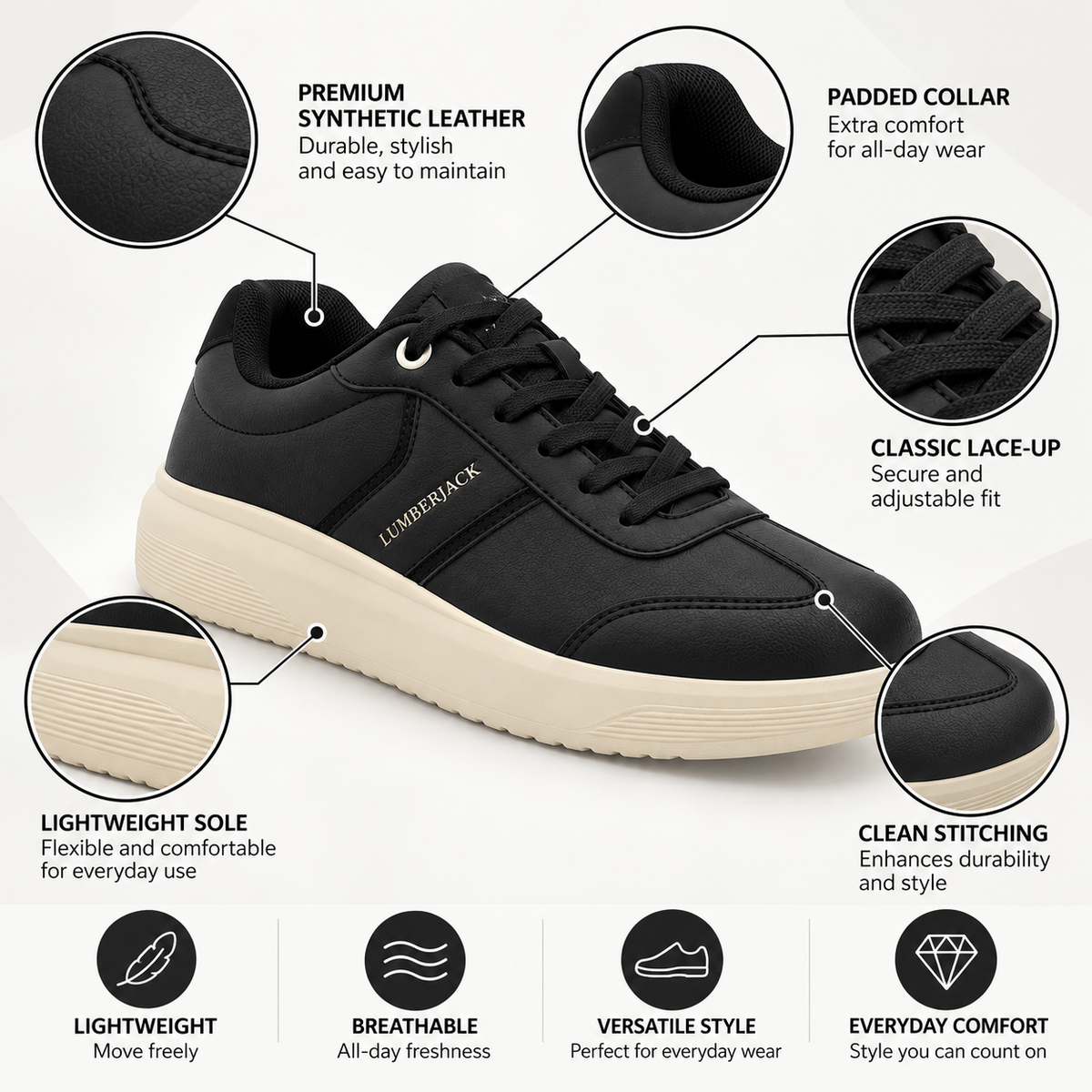 Lumberjack Fridy Black Women’s Casual Lifestyle Sneakers