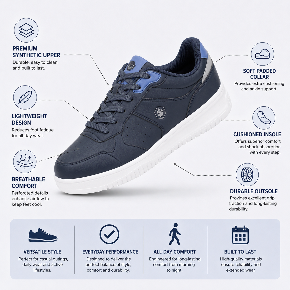 Lumberjack Udemy Navy Blue Men's Casual Sneakers