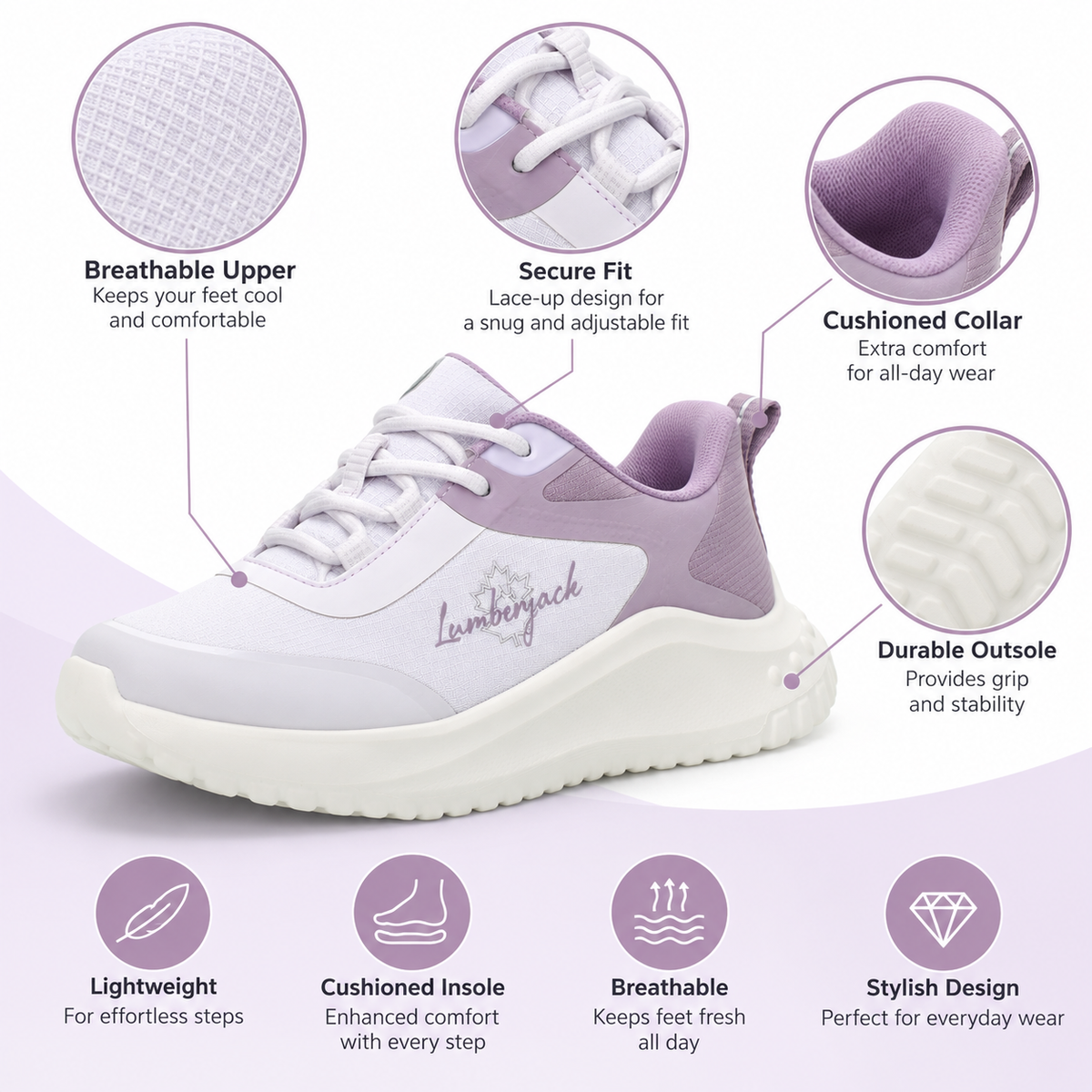 Lumberjack ANYK Women’s Casual Sneakers – Lilac