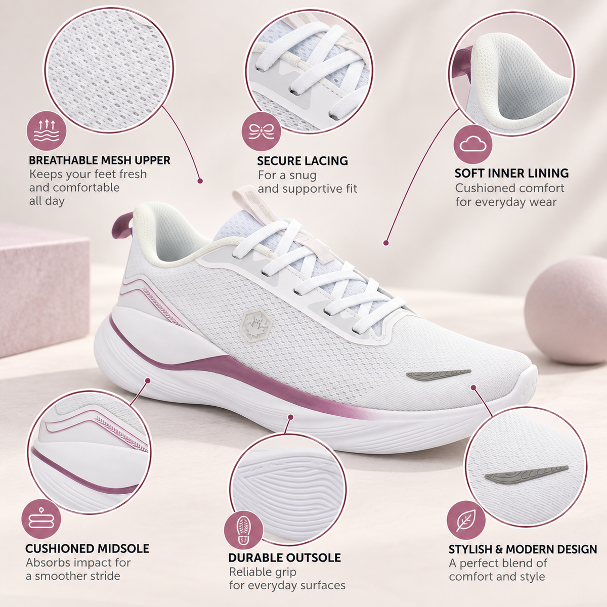 Lumberjack LEMINA Women’s Casual Sneakers – White