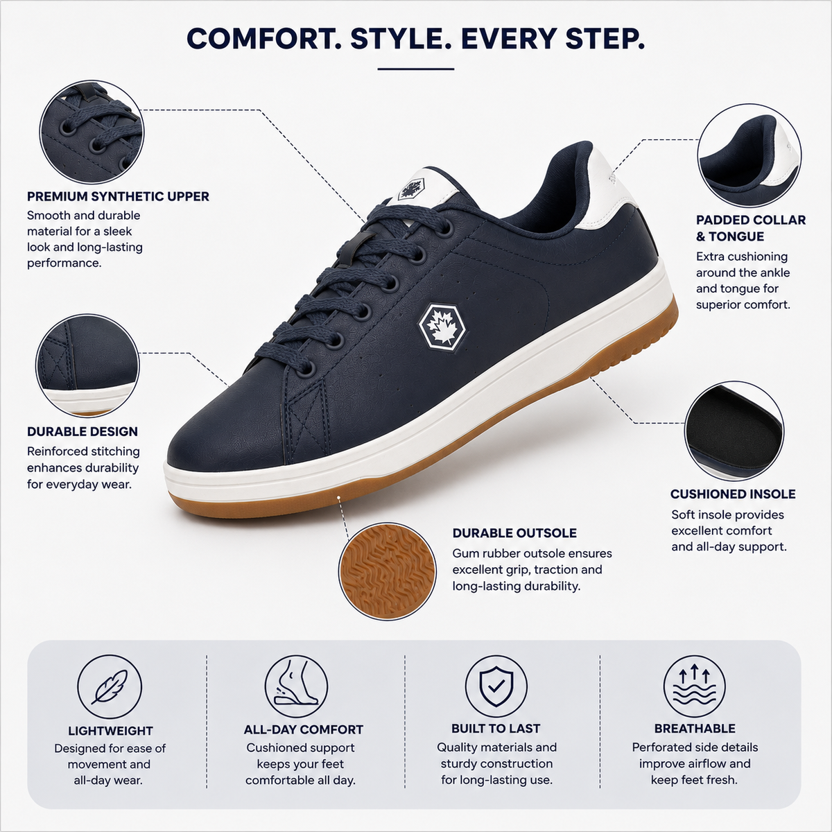 Lumberjack Rea Navy Blue Men's Casual Sneakers