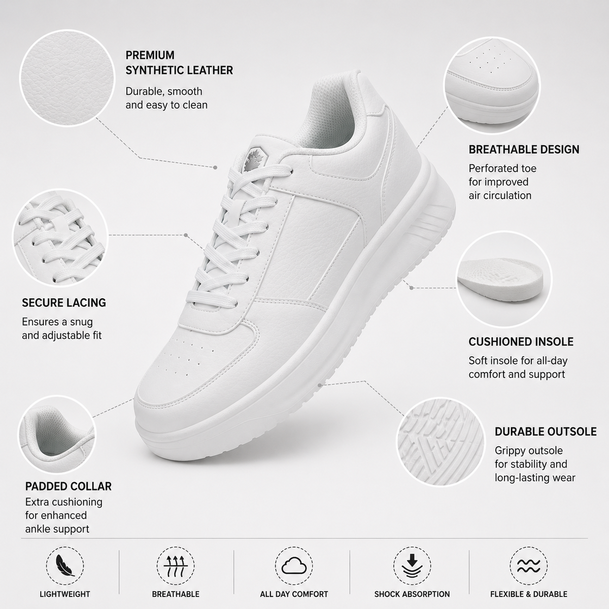 Lumberjack FINIAN Men’s Casual Sneakers – White