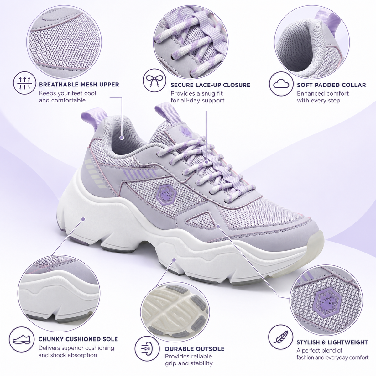 Lumberjack Itru Lilac Women’s Chunky Lifestyle Sneakers
