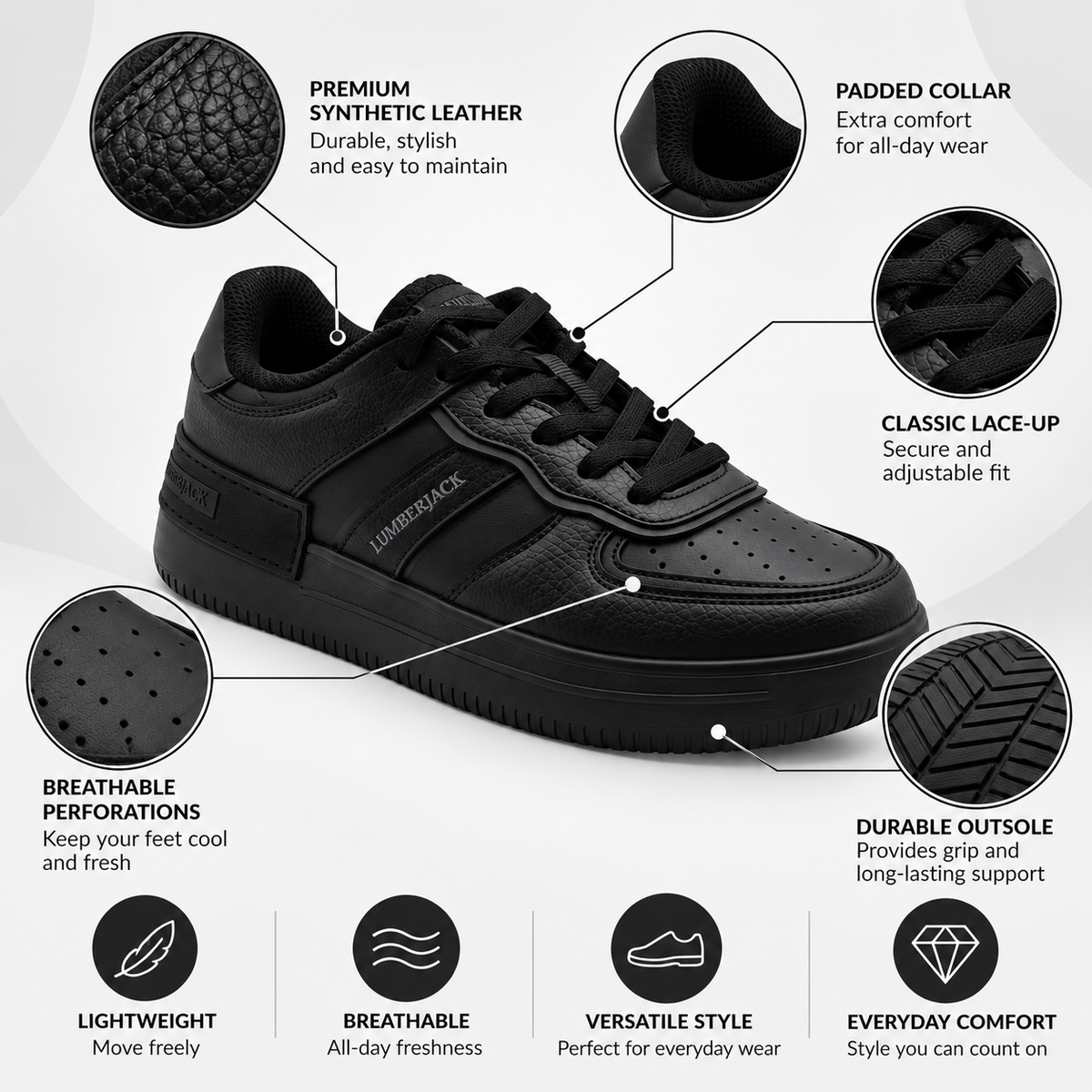 Lumberjack black women sneaker 9 feature view