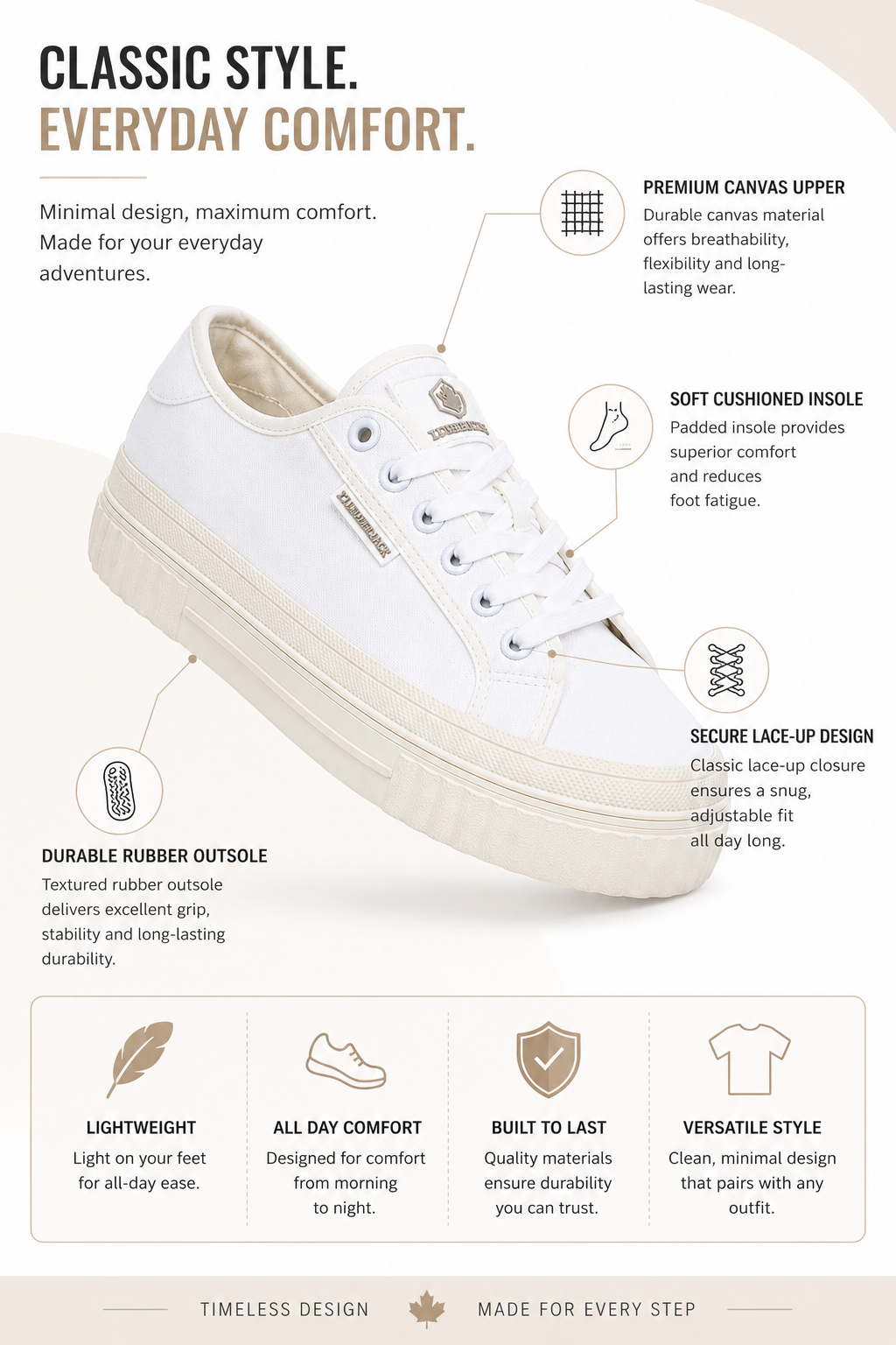 Lumberjack Anya White Casual Lifestyle Sneakers