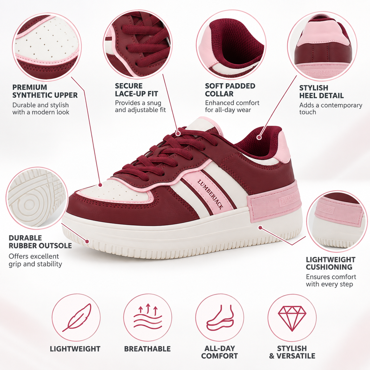 Lumberjack Freya Burgundy Women's Lifestyle Sneakers