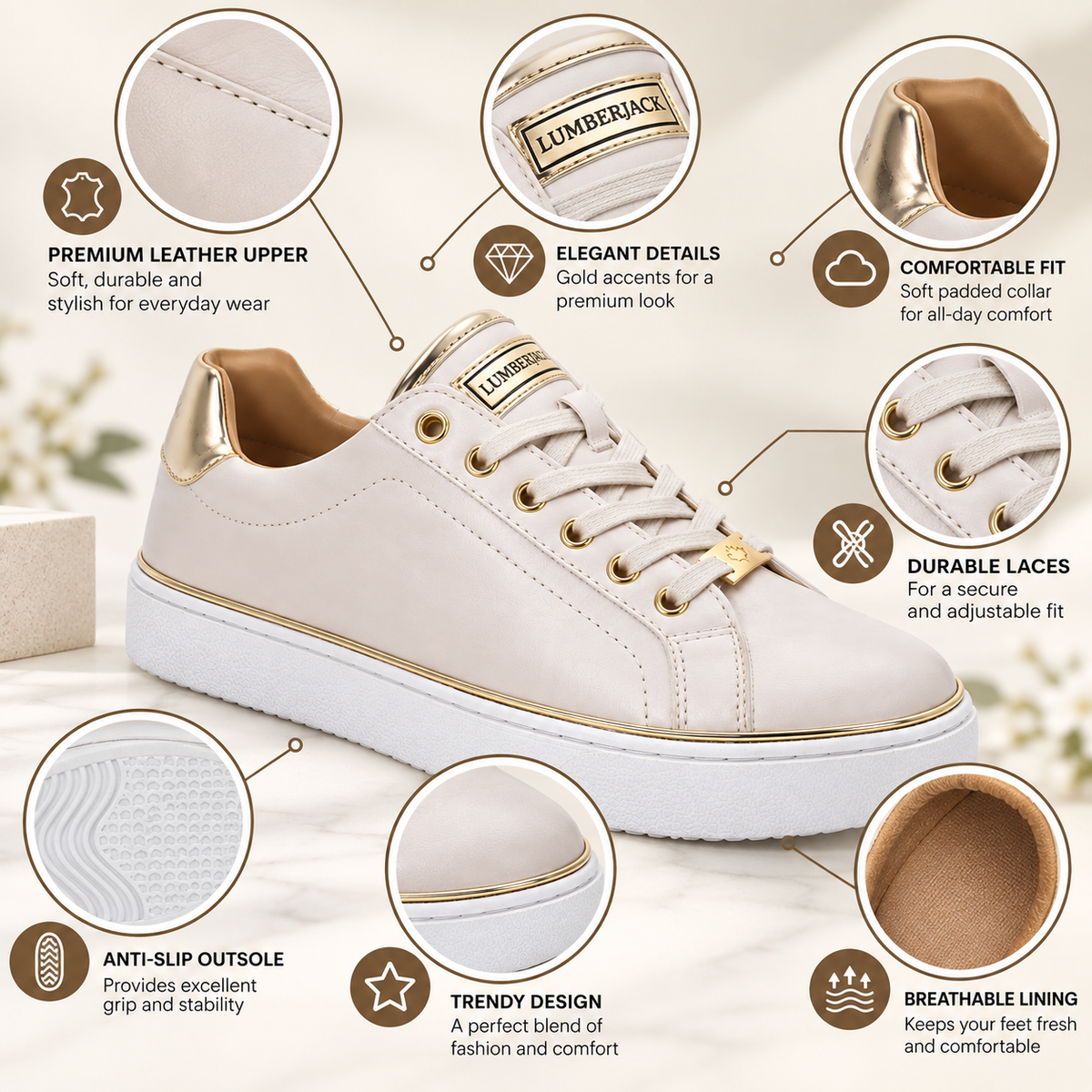 Lumberjack Safiya Sand & Gold Women’s Sneakers
