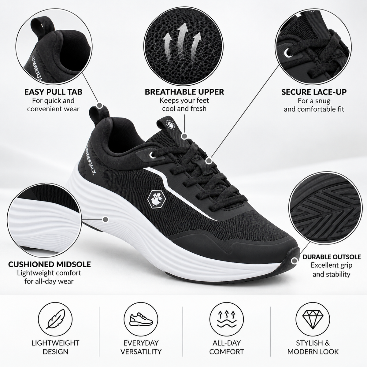 Lumberjack TALARA Women’s Casual Sneakers – Black