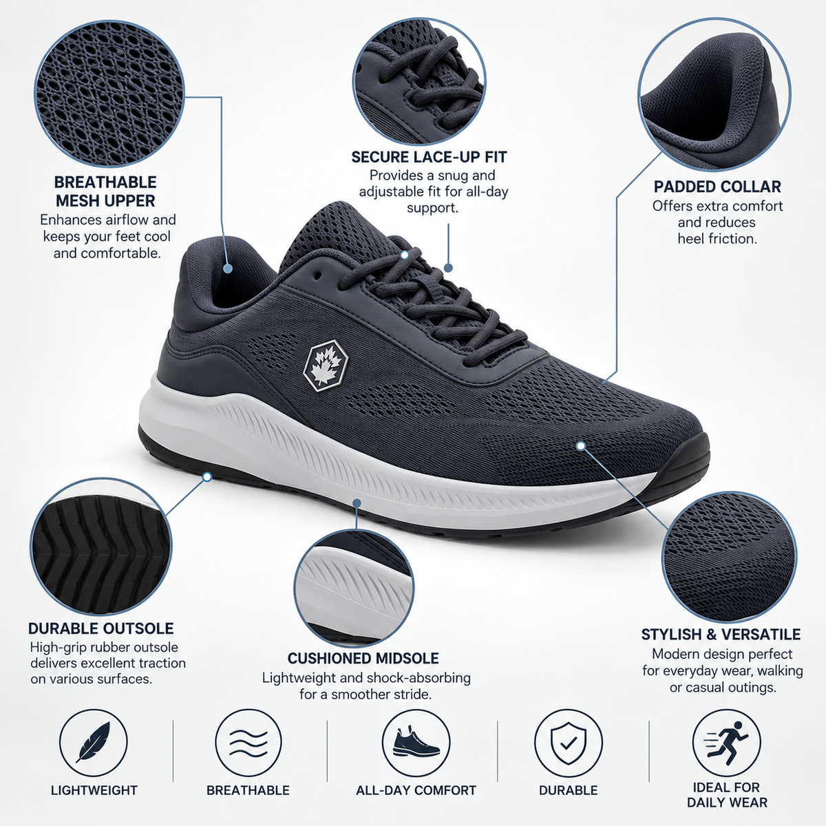 Lumberjack MUSONDA Men’s Casual Sneakers – Dark Navy