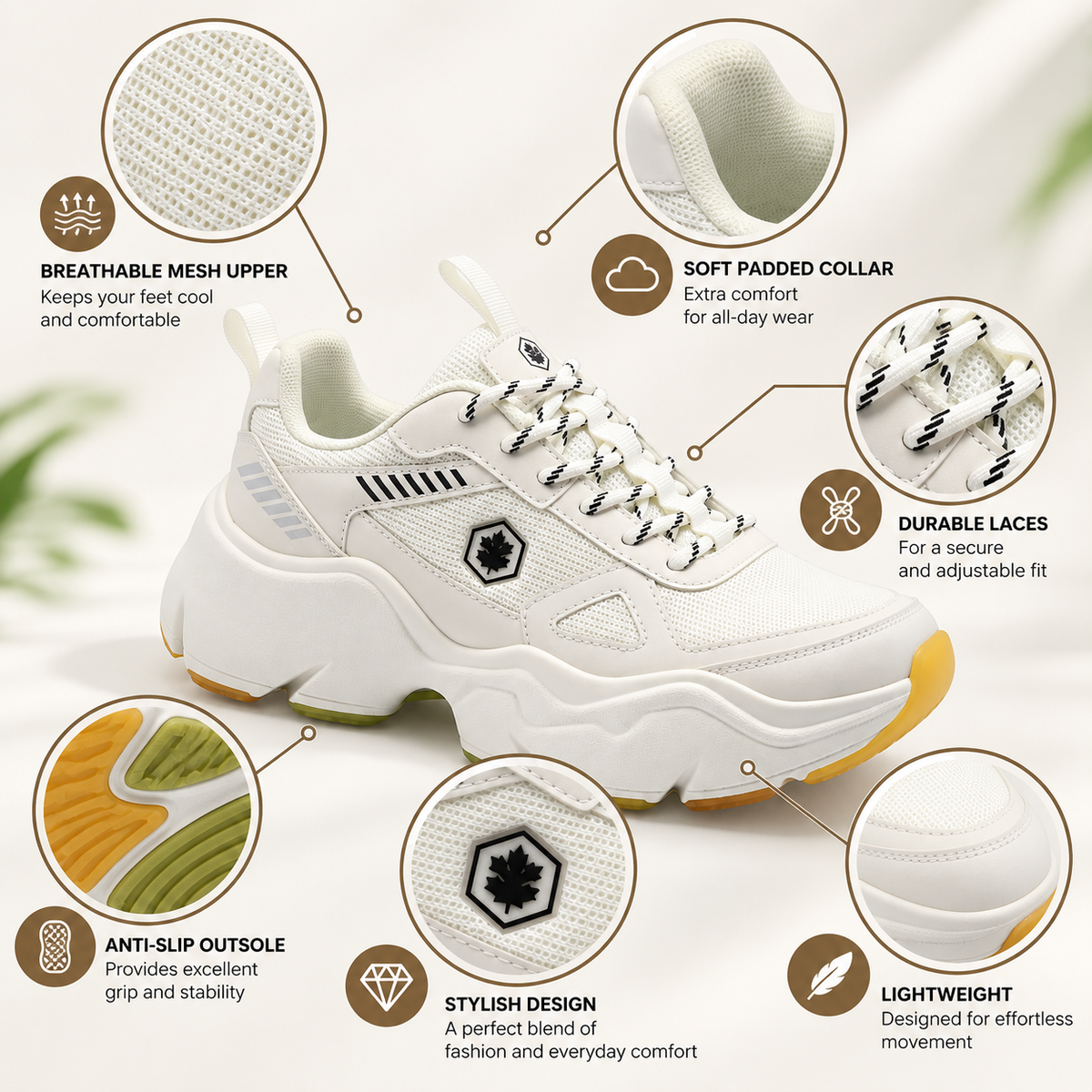 Lumberjack Itru White Women’s Chunky Lifestyle Sneakers