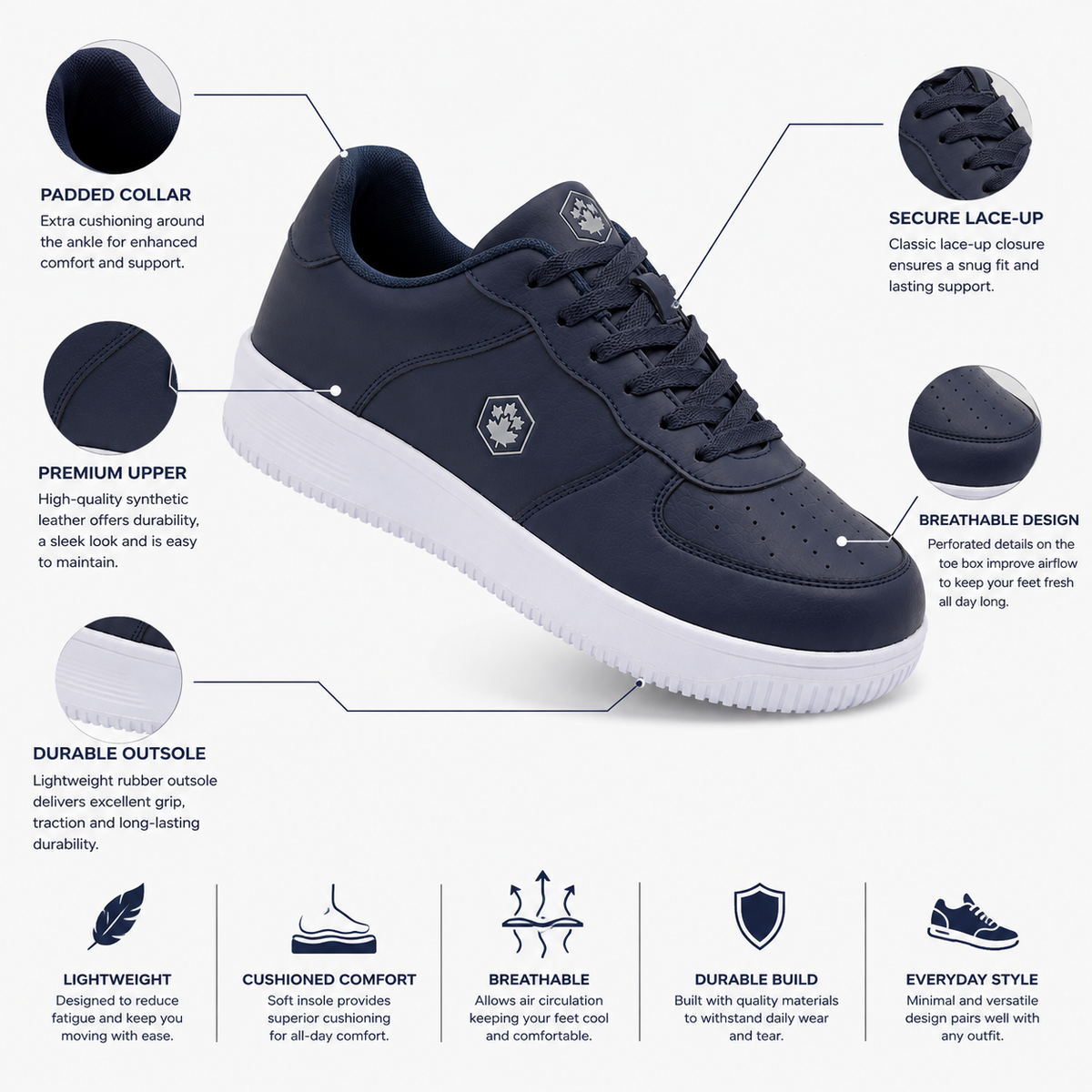 LUMBERJACK FINSTER Men's Navy Blue Sneakers