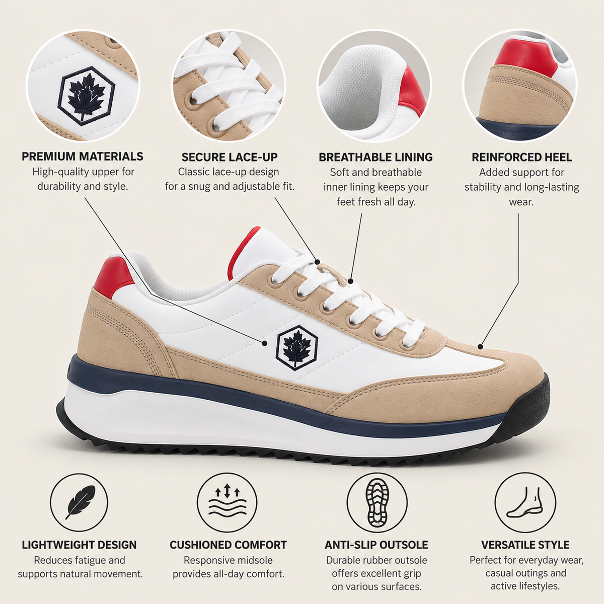 Lumberjack COFFEE Men’s Casual Sneakers – Coffee