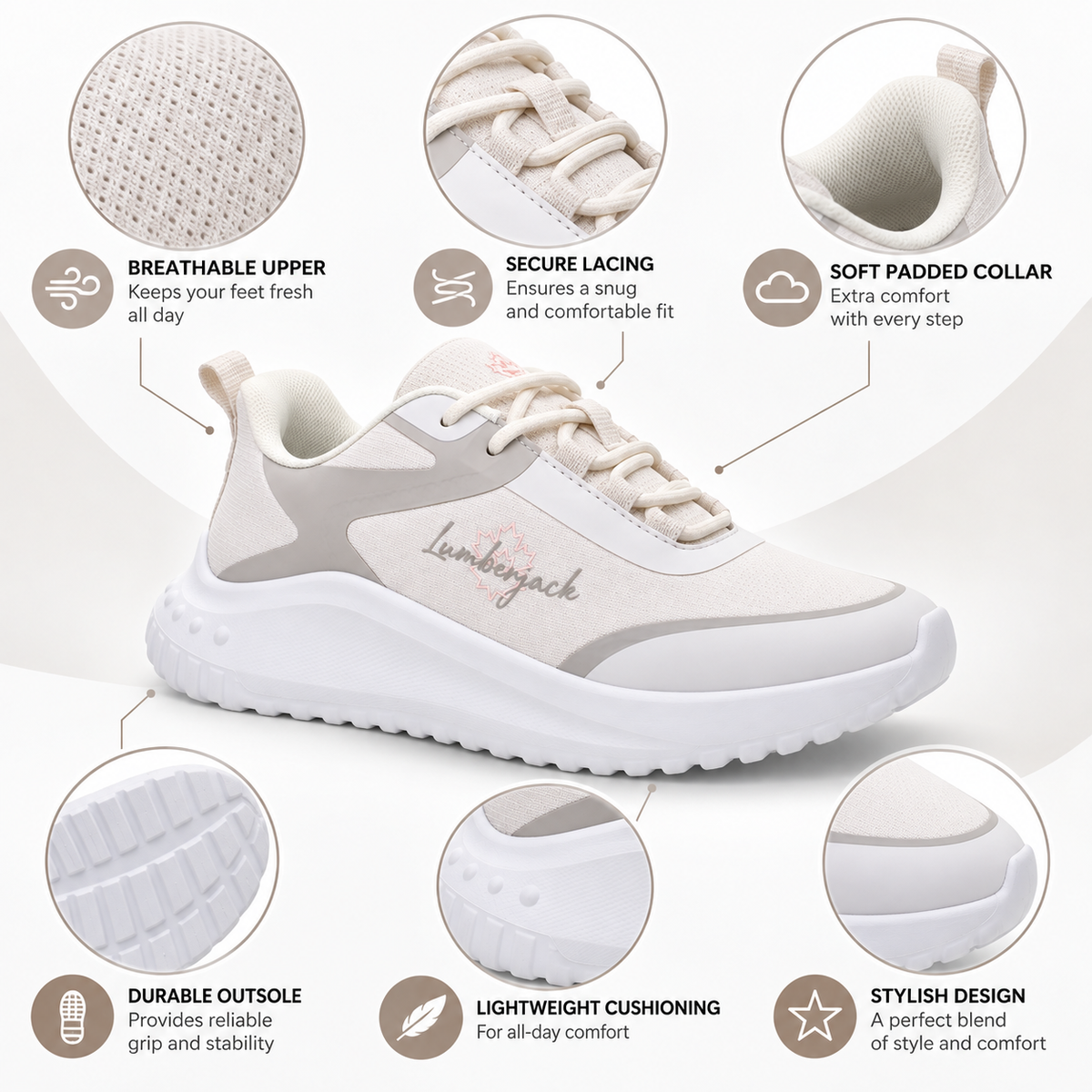Lumberjack ANYK Women’s Casual Sneakers – Beige