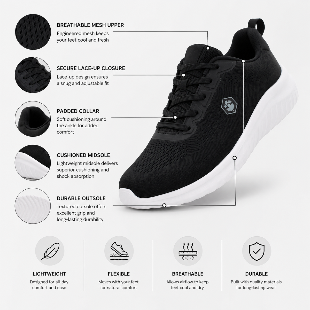Lumberjack Moko Black Men's Casual Lifestyle Sneakers