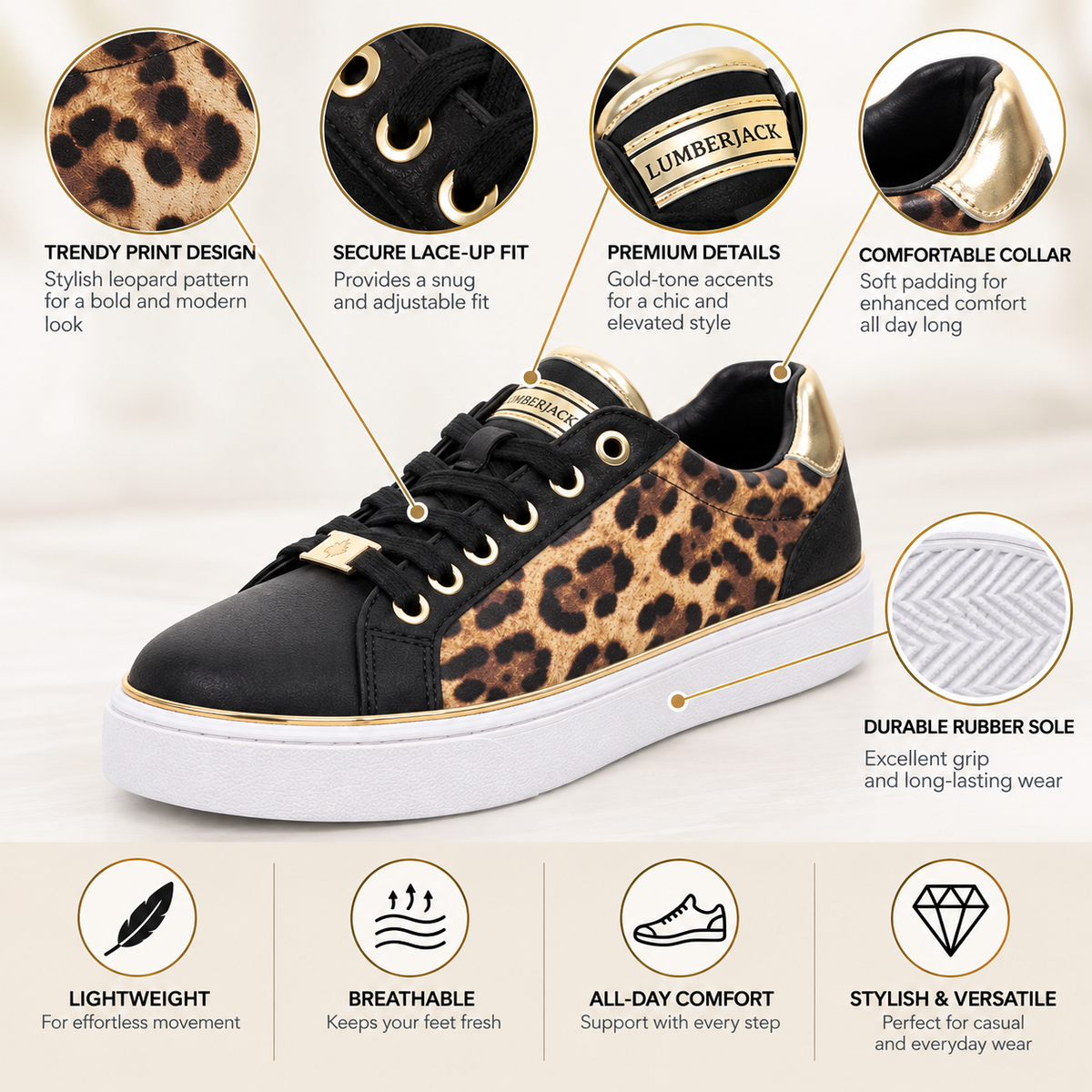 Lumberjack Safiya Black Leopard Women’s Sneaker