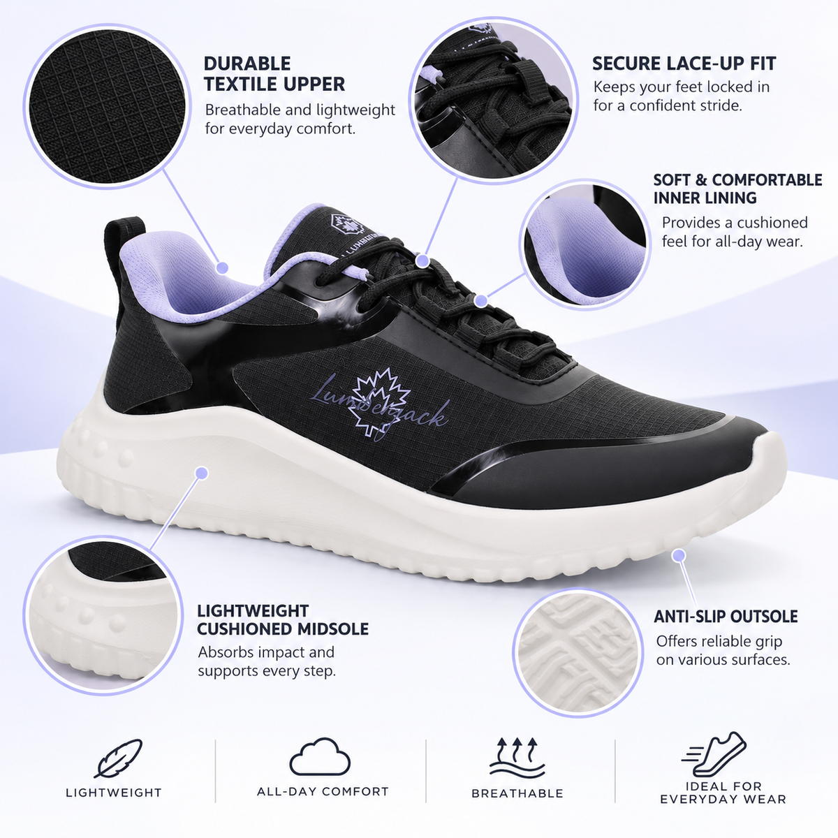 Lumberjack ANYK Women’s Casual Sneakers – Black