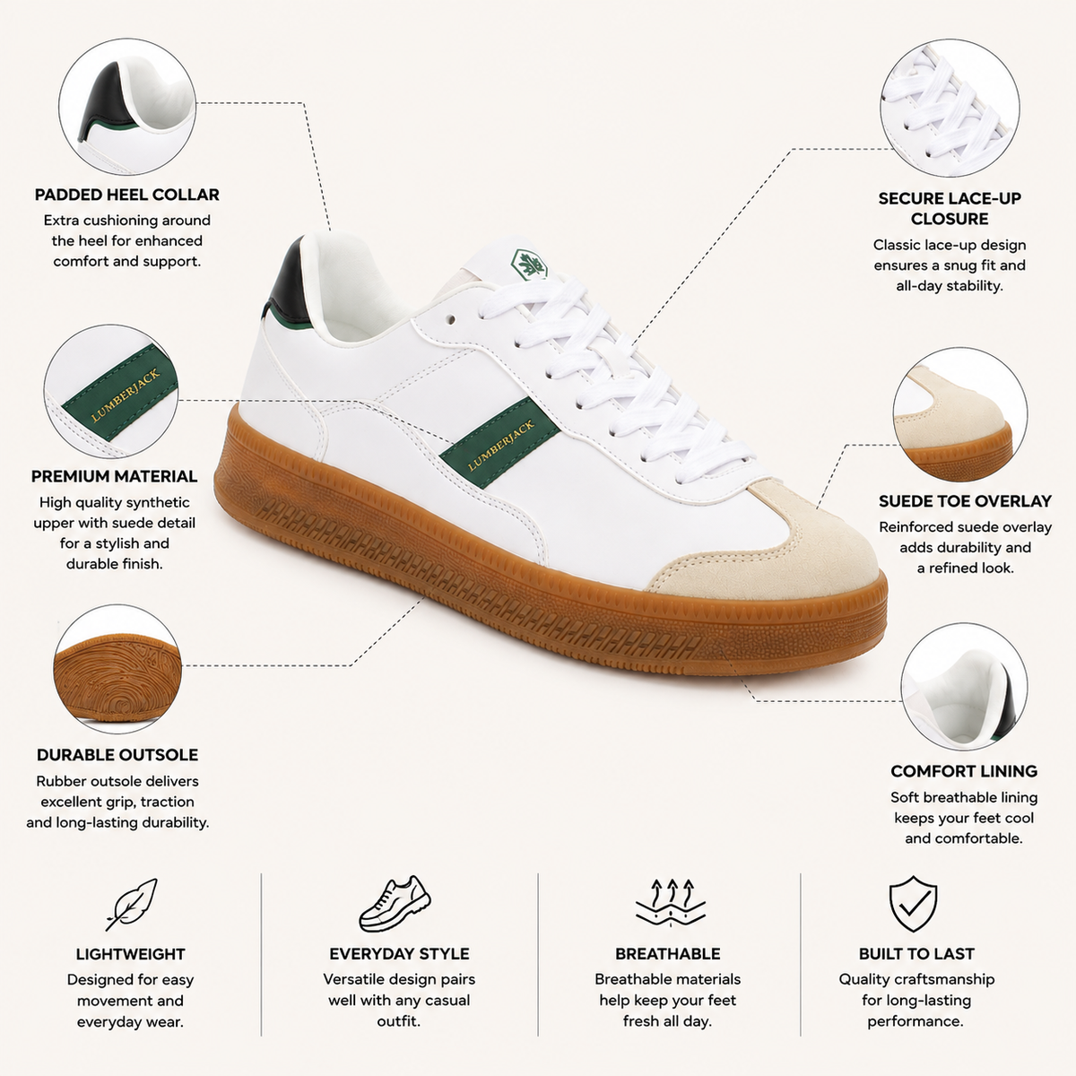 LUMBERJACK FOFANA Men's Off-White Sneakers