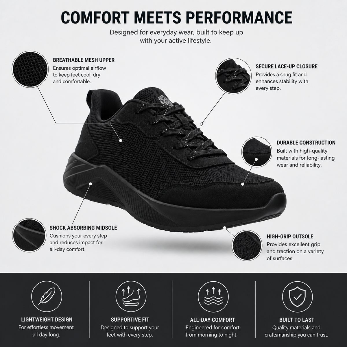 Lumberjack Karter Men's Black Casual Sneakers