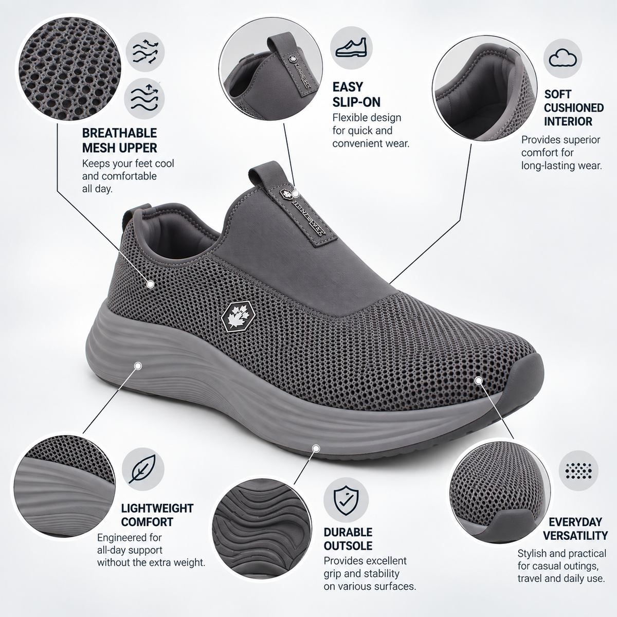 Lumberjack Talara Dark Grey Men’s Slip-On Sneakers