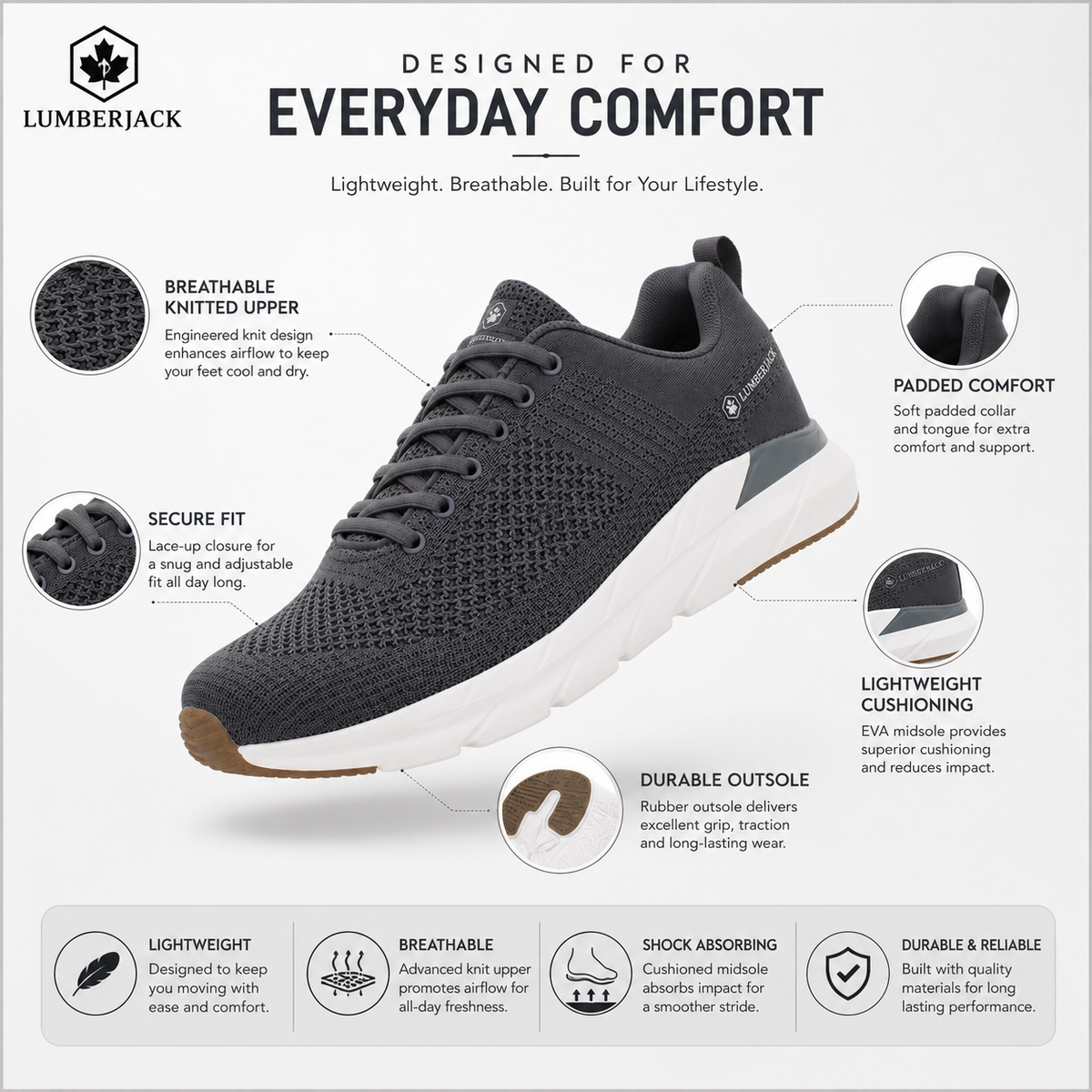 Lumberjack CONNECT Men’s Grey Knitted Sneakers