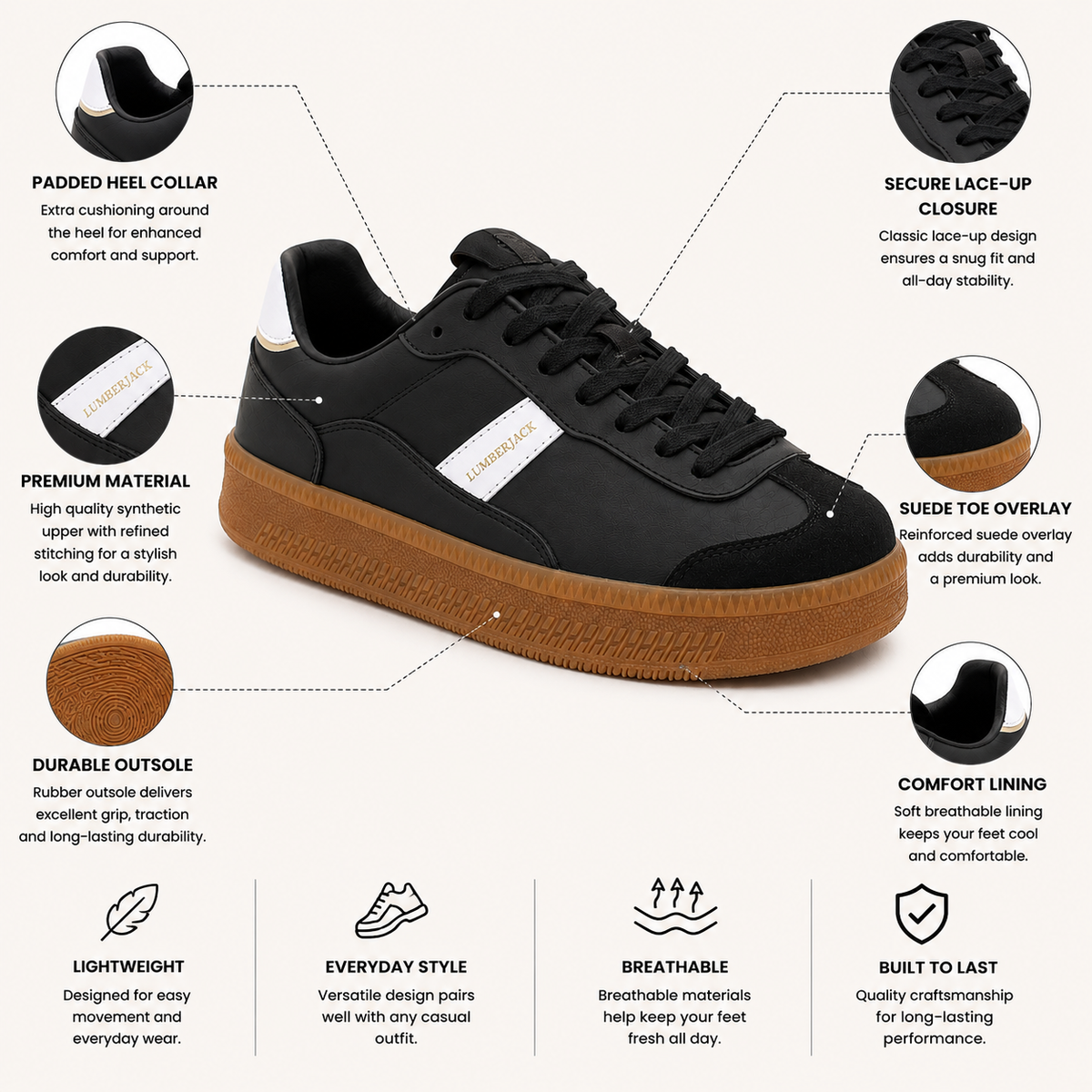 LUMBERJACK FOFANA Men's Black Sneakers