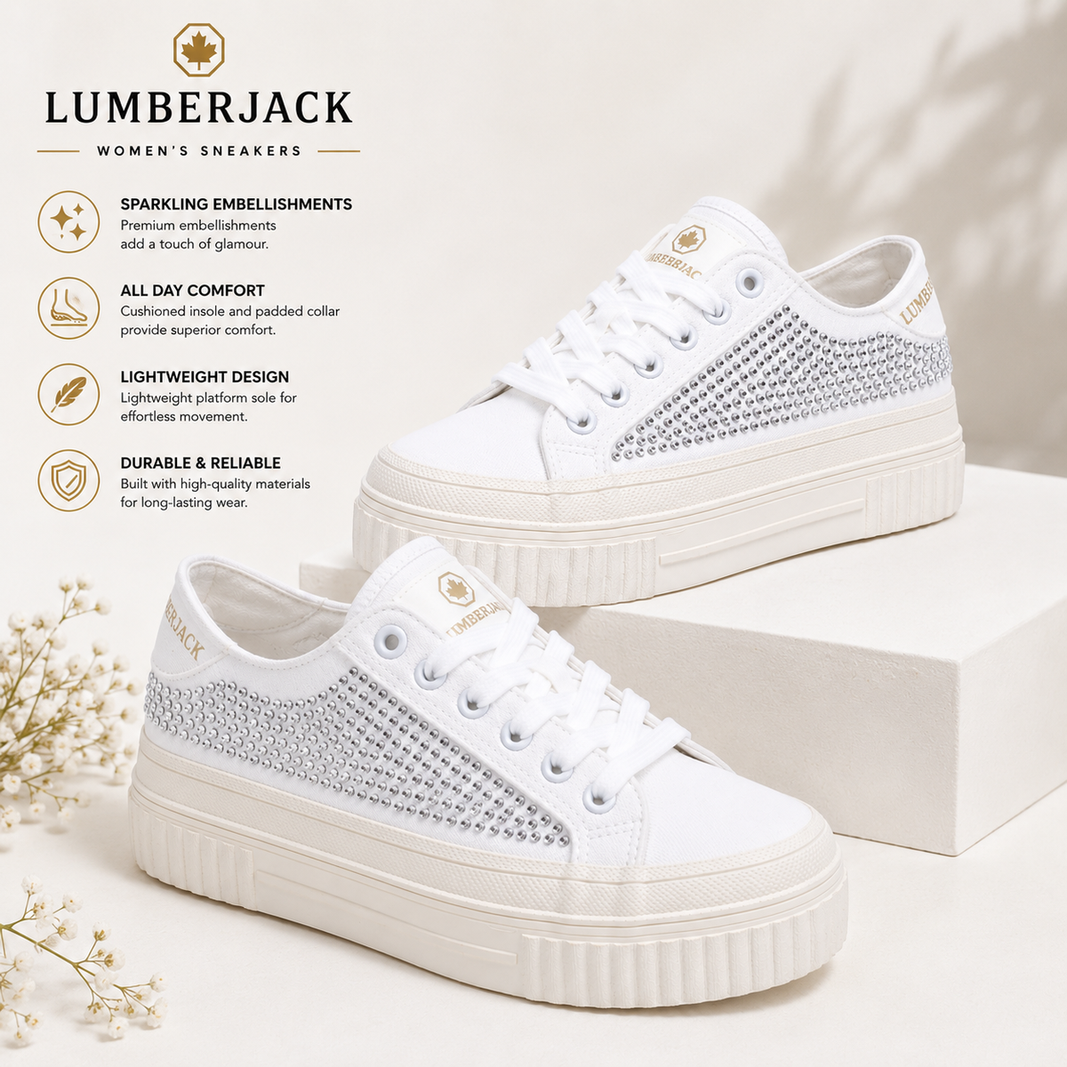 Lumberjack Anya White Women’s Platform Sneakers