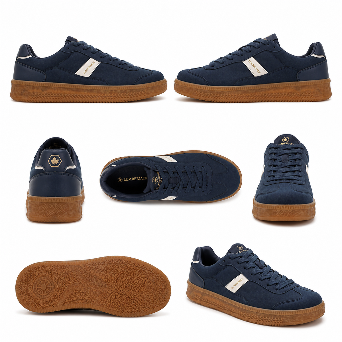 LUMBERJACK FOFANA Men's Navy Blue PU Suede Sneakers