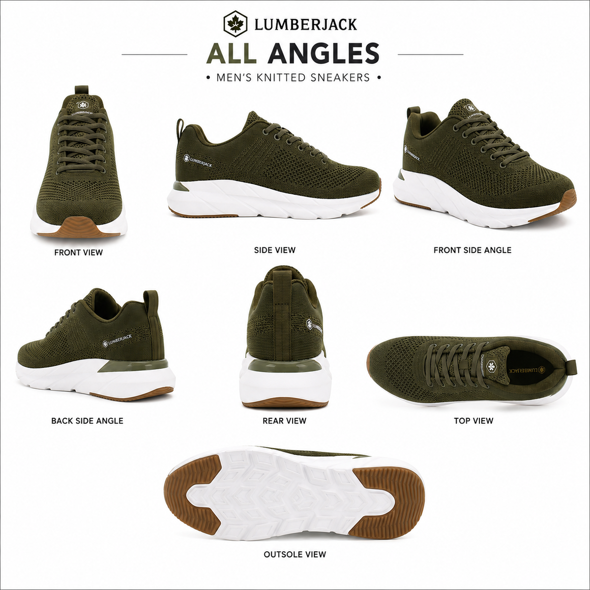Lumberjack CONNECT Men’s Khaki Knitted Sneakers