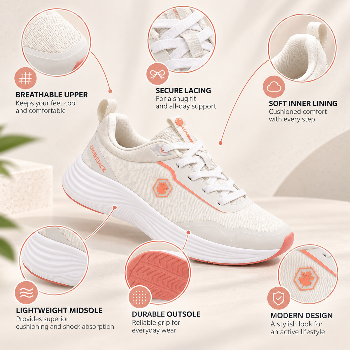 Lumberjack Talara Women’s Casual Sneakers – Beige
