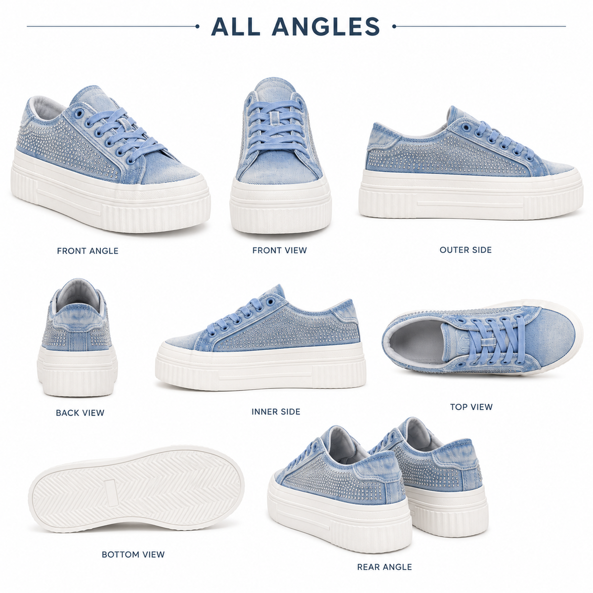 Lumberjack Anya Jean Women’s Denim Platform Sneakers – Blue