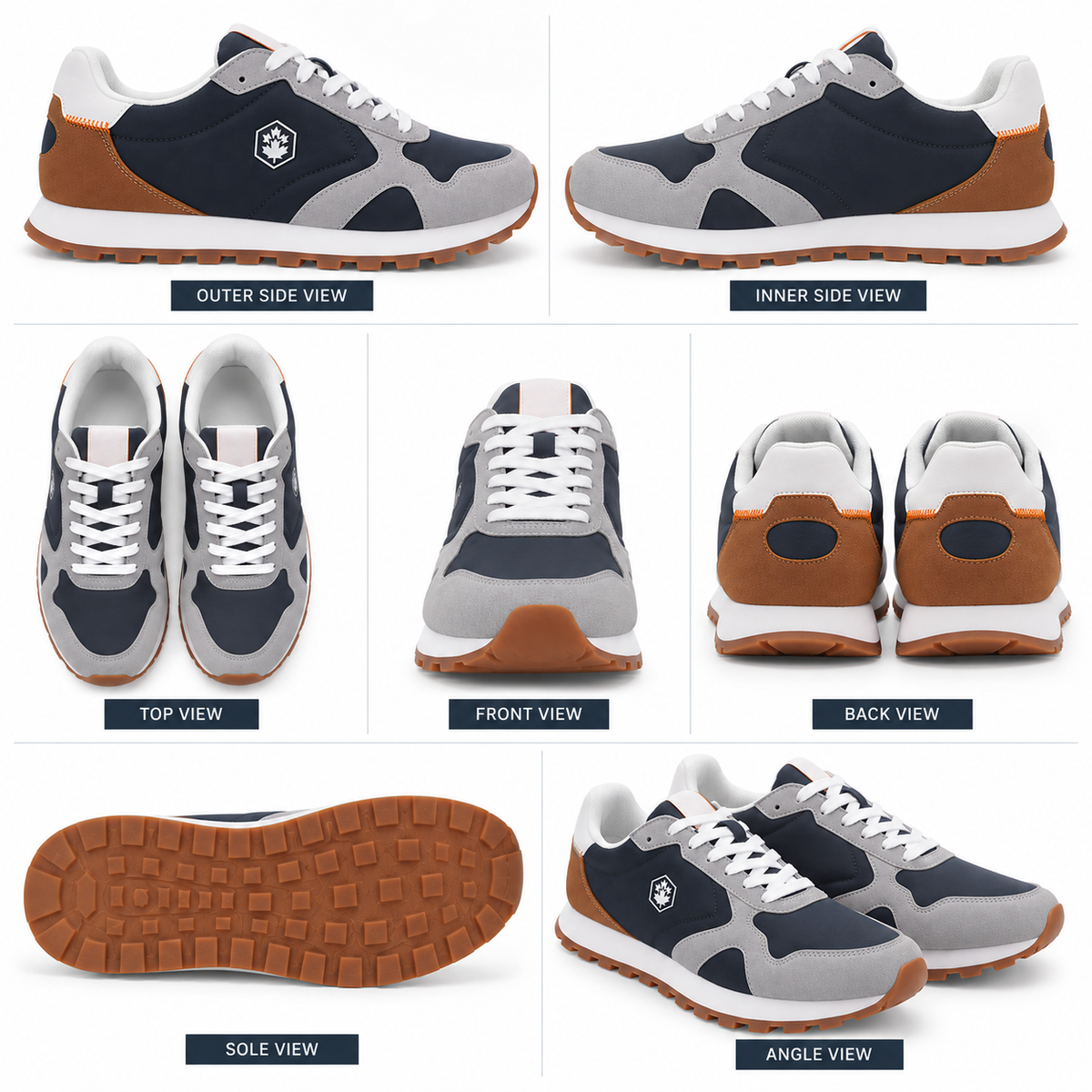 Lumberjack FRAG Men’s Casual Sneakers – Navy Blue & Grey | Lace-Up Everyday Shoes