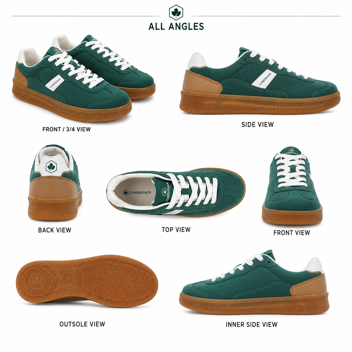 LUMBERJACK FOFANA Men's Green PU Suede Sneakers
