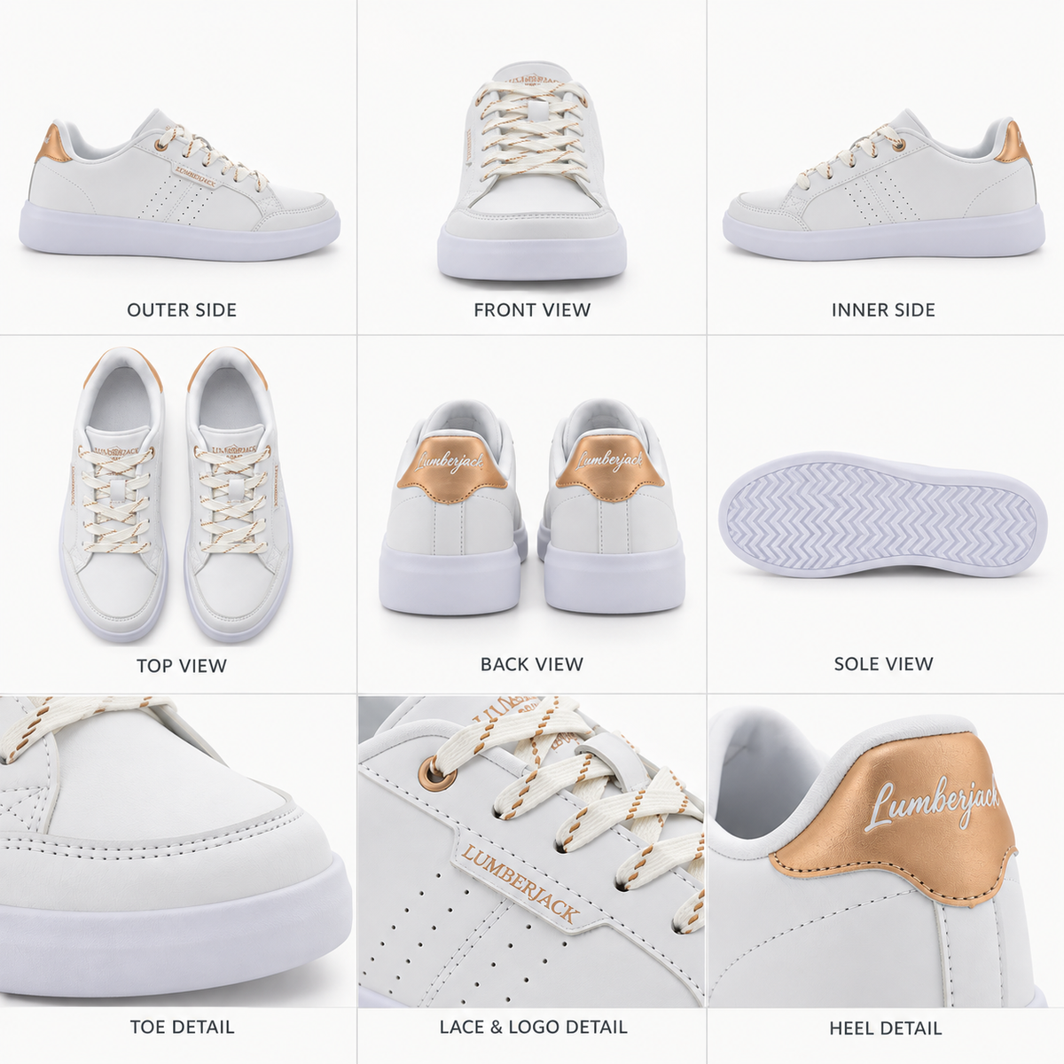 Lumberjack HELENA Women’s Casual Sneakers – White/Rose Gold