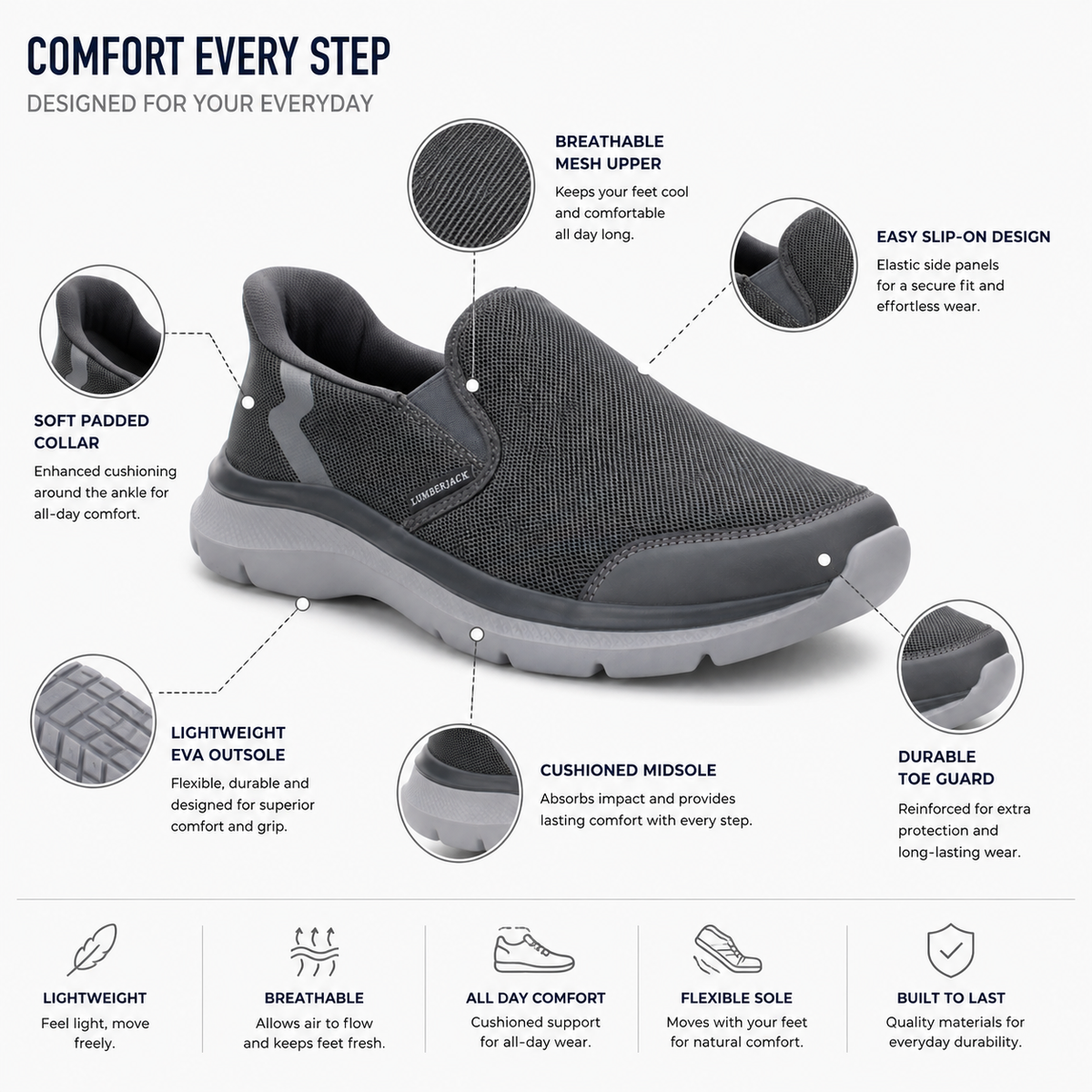 Lumberjack CARLO Men's Grey Casual Sneakers