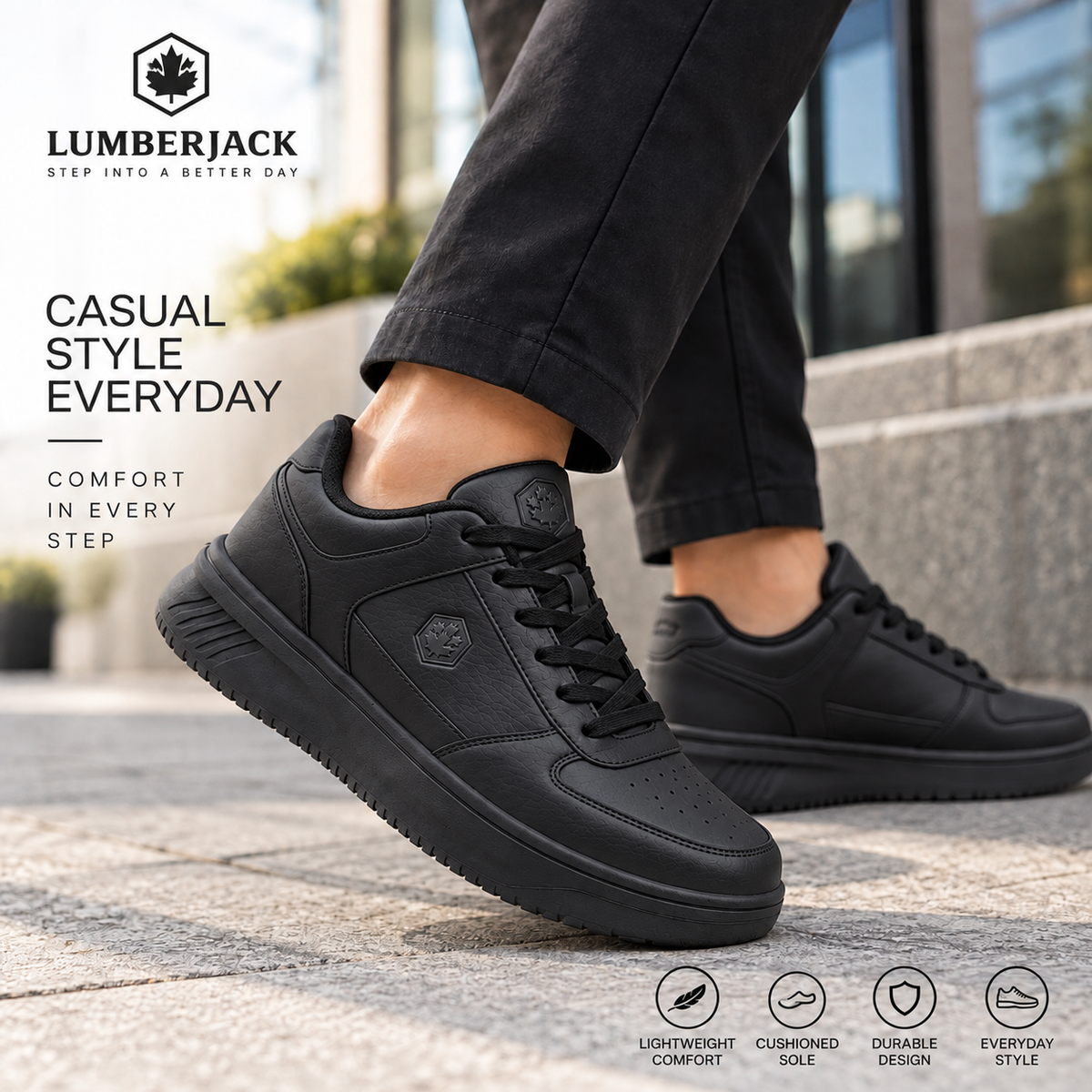 Lumberjack FINIAN Men’s Casual Sneakers – Black