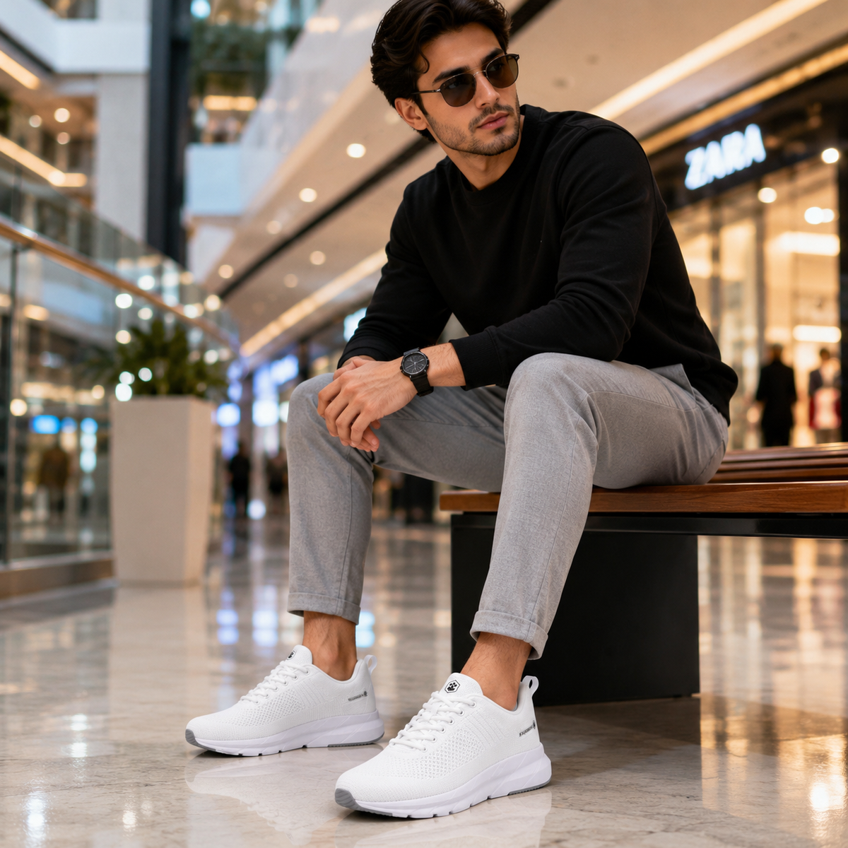 Lumberjack CONNECT Men’s White Knitted Sneakers