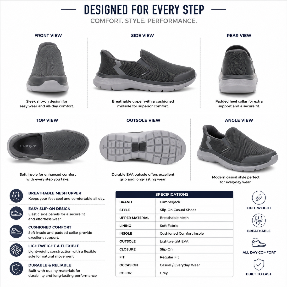 Lumberjack CARLO Men's Grey Casual Sneakers