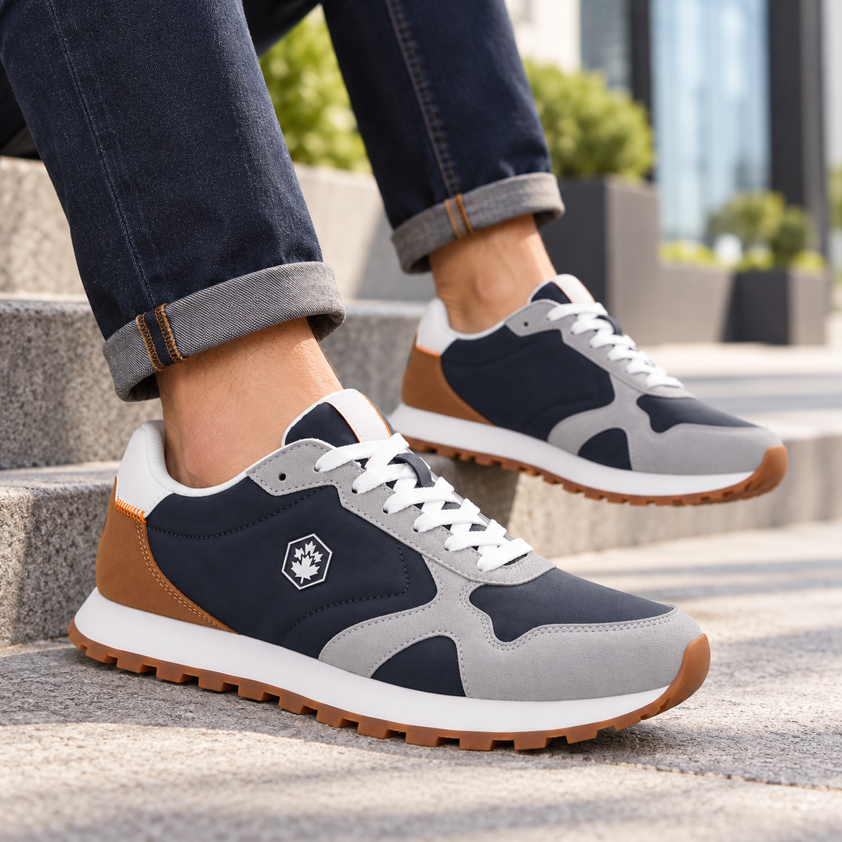 Lumberjack FRAG Men’s Casual Sneakers – Navy Blue & Grey | Lace-Up Everyday Shoes