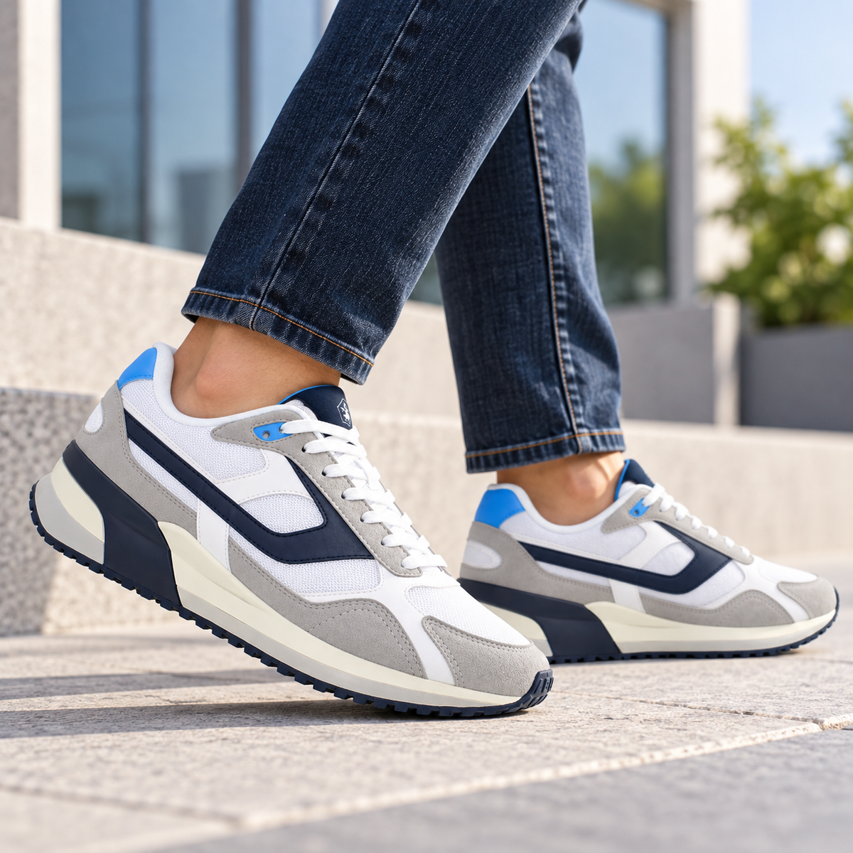 Lumberjack ERRE Men’s Casual Sneakers – Ice Gray & White